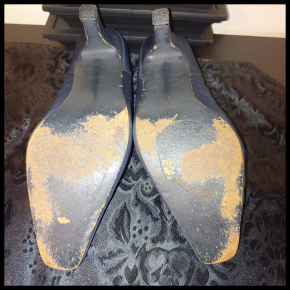 Vintage Black Fabric Shoes, 9.5 - Picture 9 of 10